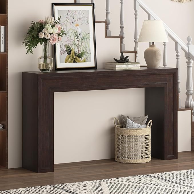 Rresyet 55 Inch Long Console Table Sofa Table Behind Sofa Wooden Entryway Table Farmhouse Entryway Table for Entry Hallway Living Room (Cherry)