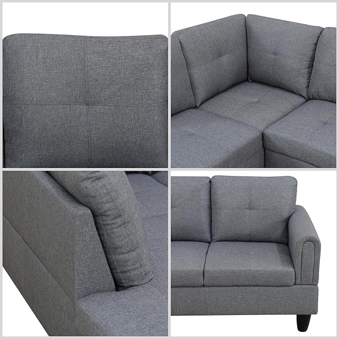 L Shaped Couch Modular Sectional Sofa with Chaise Modern Modular Sofas Furniture Sofa Couches for Living Room/Apartment/Office/Bedroom Light Grey