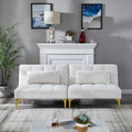 71 Sectional Sofa Bed Convertible Futon Couch with Adjustable Backrest Comfy Loveseat Sleeper with 2 Pillows Modern Armless Love Seat with Gold Metal Legs for Small Living Room Bedroom White
