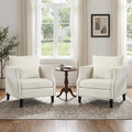 civama Linen Accent Chairs Set of 2 with Lumbar Pillow - Ergonomic Spring Support Upholstered Armchair 300LBS Capacity Nailhead Trim Easy Assembly for Living Room Bedroom Beige