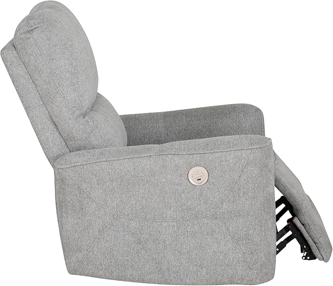 Powell Kylee Grey Upholstered Power Reclining Chair with Charging Port