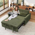 54'' Corduroy 3-in-1 Convertible Sofa Bed Pull Out Sleeper Loveseat Couch with USB Ports &amp Storage Pockets Futon Couches for Small Space Living Room Apartment (Green New)