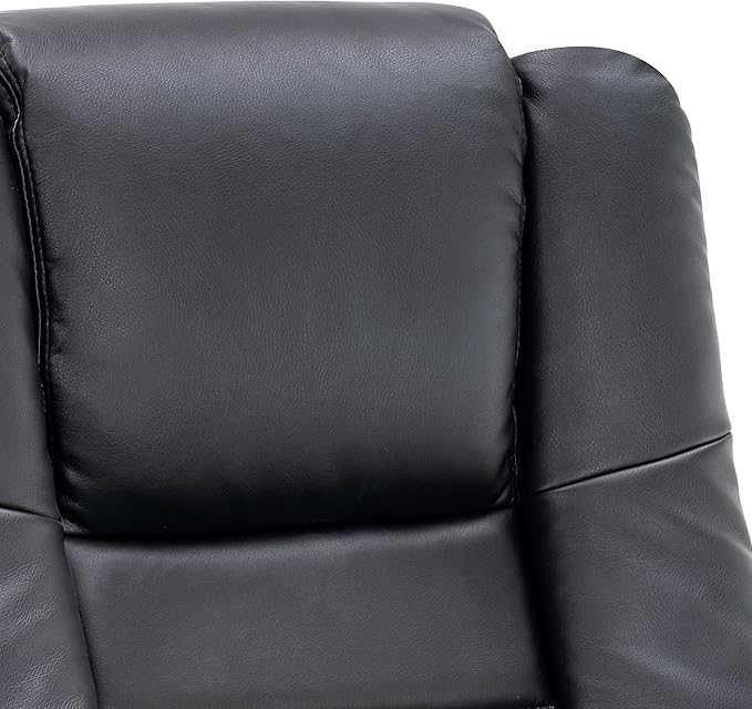 MCombo Swivel Recliner with Ottoman Chair TV Chair Sets with Vibration Massage for Small Space Living Room Bedroom 9096 9099 (Textile Black)