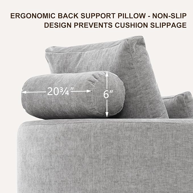 Furnimart 40 Oversized Barrel Accent Chair Set of 2 360° Swivel Round Upholstered Sofa Chenille High-Resilience Sponge No Assembly Wide Seat for Living Room Bedroom Apartment (Gray)