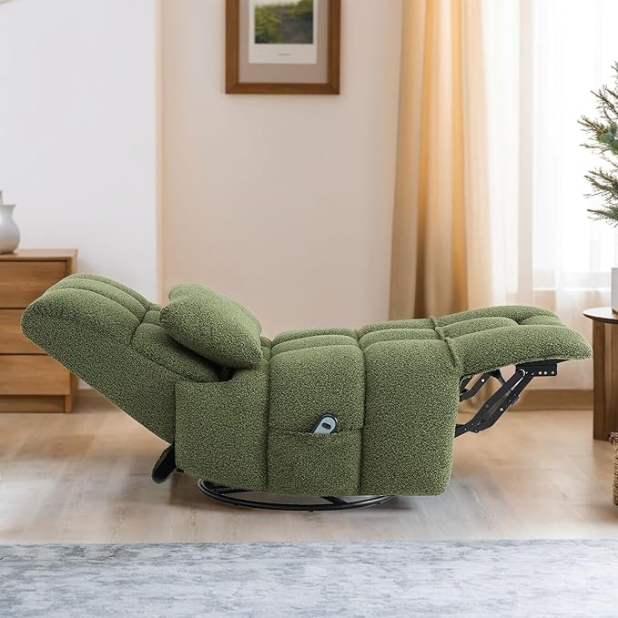 Watson &amp Whitely Oversized Power Recliner Chair for Adults Swivel Rocker Recliner Chair with Lumbar Support Ultra-Comfy Glider Recliner for Living Room Theater Seating Single Sofa Olive