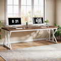 Tribesigns 78.74-Inch Large Executive Desk Industrial Home Office Computer Desk Simple Long Writing Study Table Business Furniture (Rustic Brown/White)