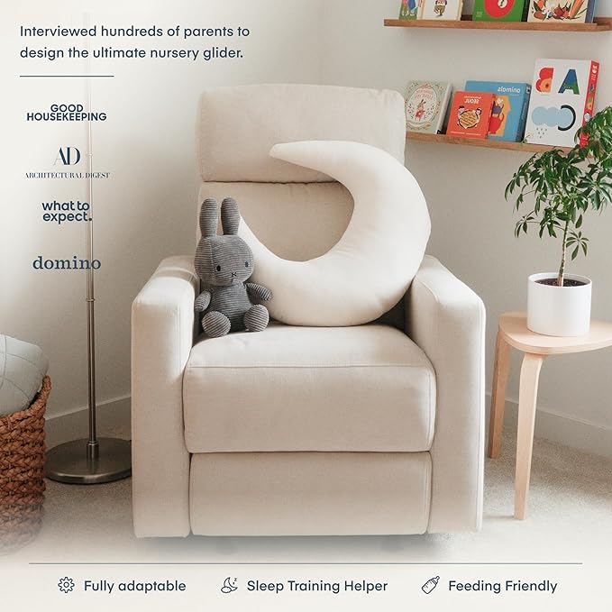 Nurture&amp The Glider Premium Power Recliner Nursery Glider Chair with Adjustable Head Support | Designed with a Thoughtful Combination of Function and Comfort | Built-in USB Charger (Ivory)