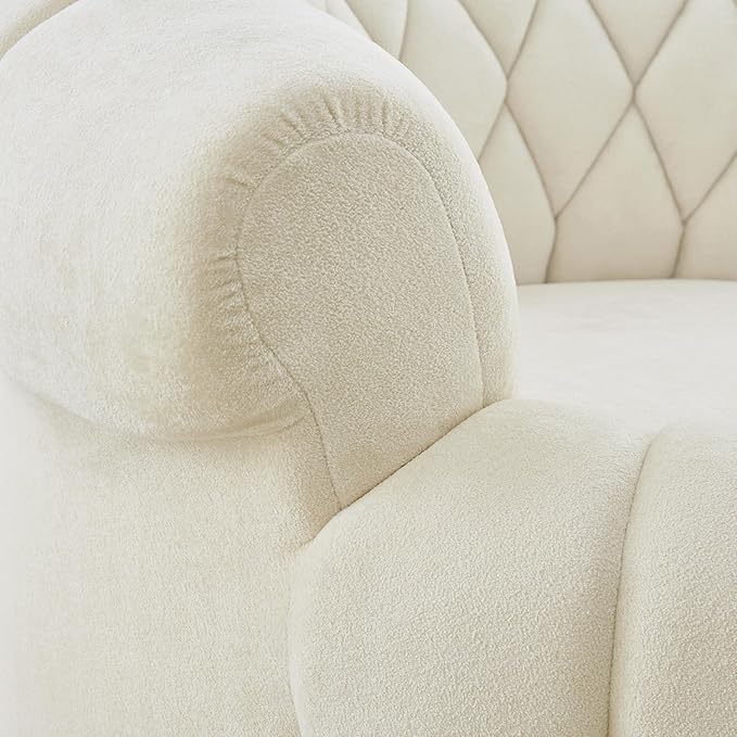 360 Swivel Accent Chair Oversized Round Barrel Club Chair with Diamond-Quilted Back Luxurious Chenille Fabric for Living Room and Bedroom