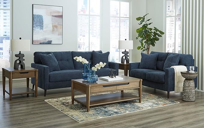 Signature Design by Ashley Bixler Classic Tufted Sofa with Removable Cushions Blue