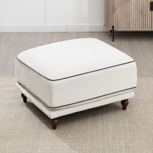 35'' Square Ottoman for Modular Sectional Sofa Upholstered Moveable Ottomans Footrest for Living Room Bedroom Chenille White