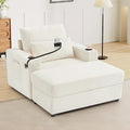 42.5 Oversized Armchair with Ottoman Storage Overstuffed Chair and a Half with Cup Holders &amp USB Port Chenille Accent Chairs for Bedroom Living Room Reading Phone Holder Side Pocket (Beige)