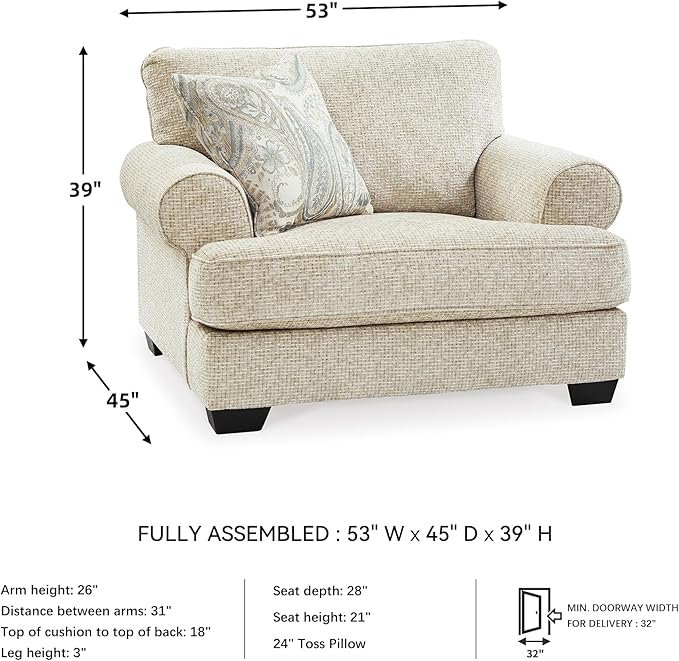 Signature Design by Ashley Monaghan Classic Upholstered Oversized Chair with Reversible Cushion Beige