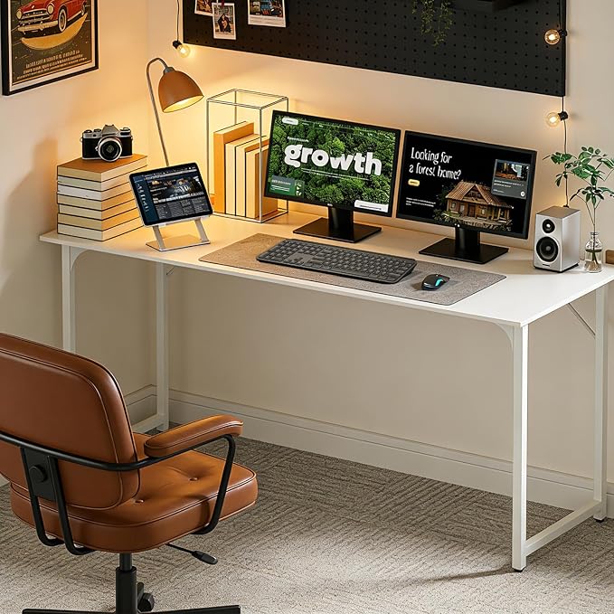 BestOffice Computer DeskHome Office Desk Modern Simple Style for Home Office Study Writing (White 55 Inch)
