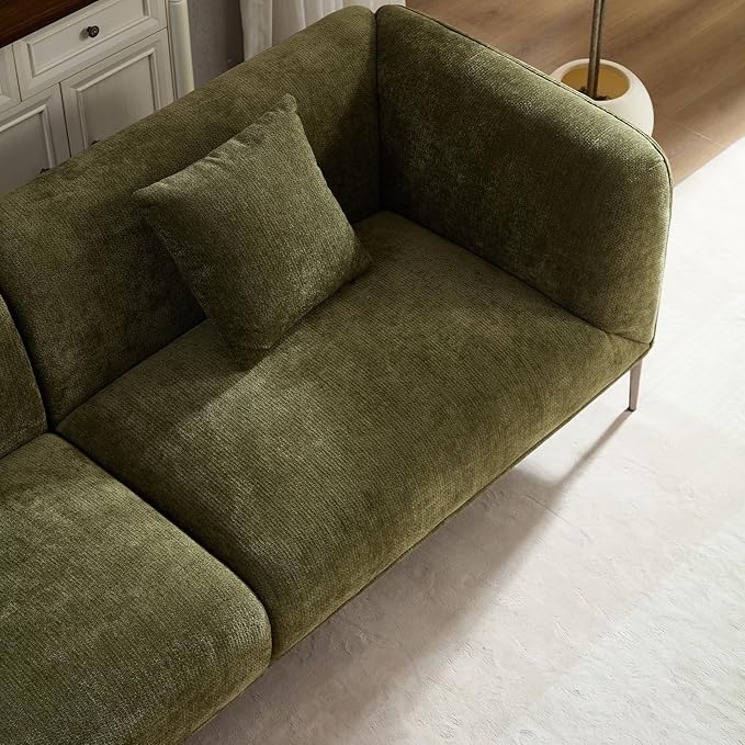 MEETAKING 82.7 Modern Sofa 3-Seater Boucle Couch with Metal Legs Luxury Deep Seats Cloud Sofas Minimalist Living Room Couches for Apartment Home Office Bedroom - Green