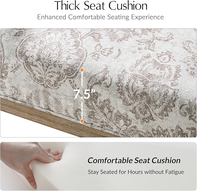 HULALA HOME Floral Accent Chair Set of 2 with Solid Wood Spindle Legs and Arms Upholstered Fabric Armchair with Solid Wood Base Patterned Wingback Chair for Farmhouse Living Room Bedroom Beige