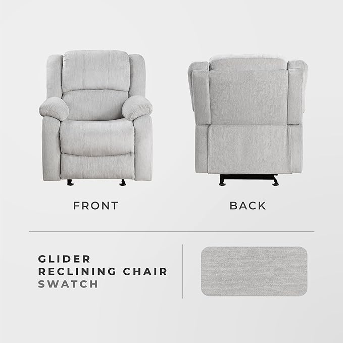 Lexicon Manual Glider Recliner Sofa Chair Home Theater Seating Wall Hugger Manual Reclining Nursery Chair for Bedroom/Living Room/Office/Apartment Grey Chenille