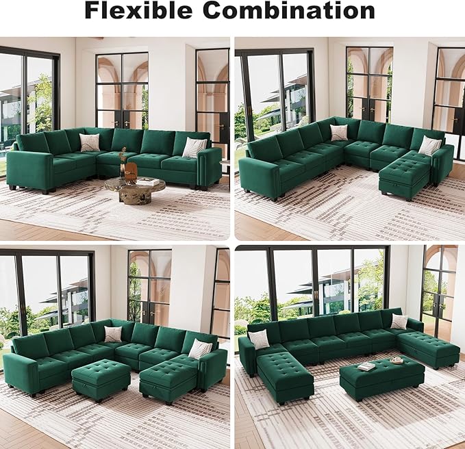 Belffin Single Seat Module for Modular Sectional Sofa Green