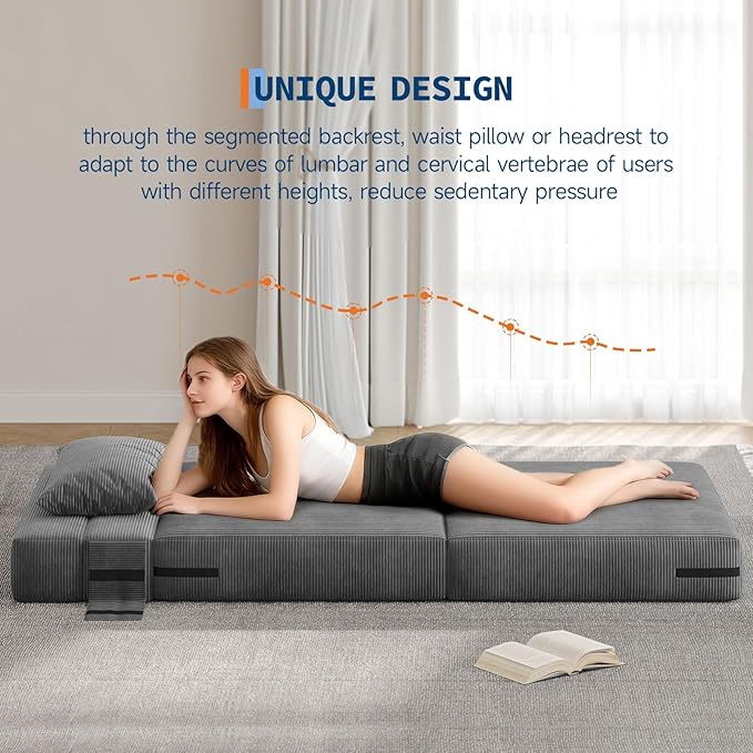 Garvee 2 Pcs Folding Sofa Bed Chair Convertible Couches with Foldable Design Comfortable Cloud Couch for Living Room Multi-Functional Sectional As Comfy Couch &amp Bed