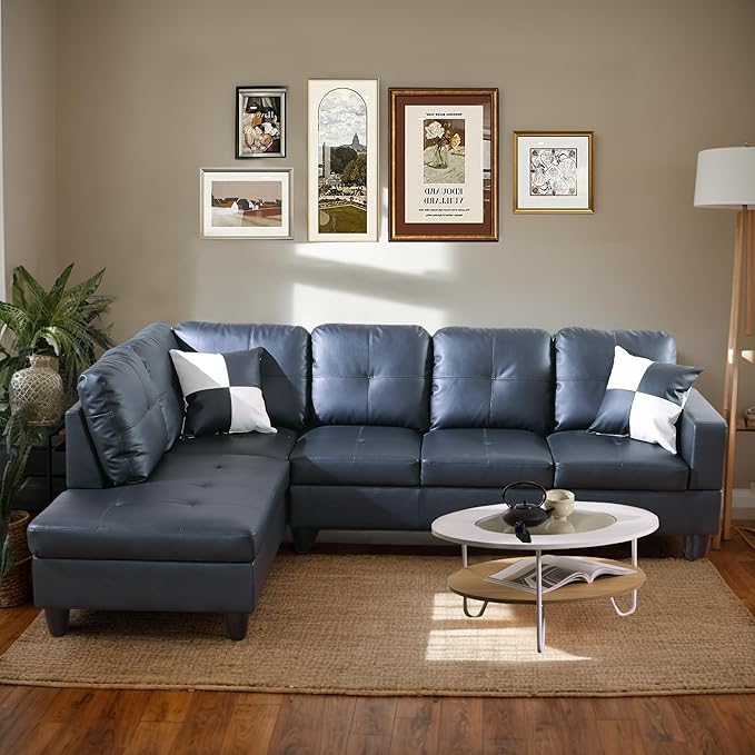 L-Shaped Combination Sofa Set Luxurious Synthetic Leather Living Room Sofa Suitable for Living Rooms Bedrooms Apartments and Offices