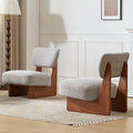 Set of Two Accent Chairs Chairs Living Room Set of 2 - Comfortable Accent Chair with Soft Upholstery Armless Chair with Wood Base for Small Spaces Living Room Bedroom (Grey+Walnut)