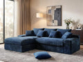 Modern Cloud Sectional Couch with L-Shape Chaise Modular Boneless Sofa with Deep Seat Comfy Plush Upholstered Couches for Living Room Apartment No Assembly Required Corduroy Blue