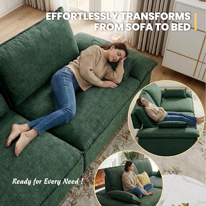 114” Oversized Sectional Sofa – Sailboat Cloud Couch with Adjustable Backrest Extra Deep &amp Wide Seats Modern Sleeper Sofa for Living Room (Green 114-inch)