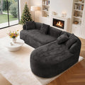 108 Cloud Modular Sectional Couch Modern Boneless Couches with Deep Seat U Shaped Sofa for Living Room No Assembly Required Corduroy (Black Right Chaise+Left Sofa)