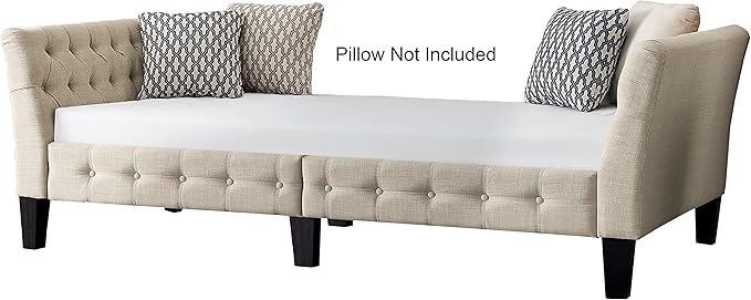 Rosevera Jamie Modern Upholstered Twin Daybed Frame Button Tufted Fine Polyester Easy aseemble with Wooden Legs Twin Size Daybed Sleeper Couch for Living Room Bedroom
