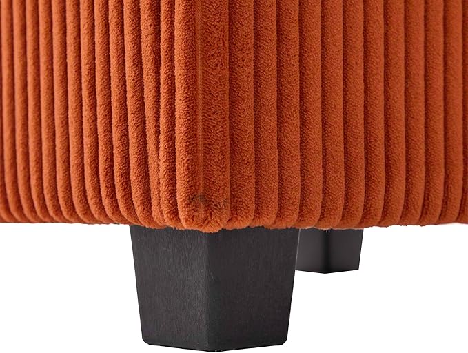 76.8 L-Shaped Sleeper Sofa with Storage Ottoman USB Ports Cup Holders&ampLED Lights Side Pockets Comfy Corduroy Modern 3-Seater Small Couch Bed for Living Room with 2 Throw Pillows (Orange)