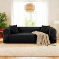 3 Seater Sofa Couch for Living Room (Black 30 D + 2 Pillows)