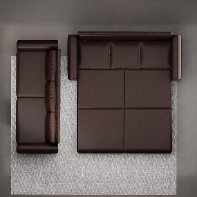 93.7 King Pull Out Sofa Bed Faux Leather Sleeper Sofa Couch 3 in 1 Convertible Futon Couches for Living Room Small Space Apartment Office Bedroom Modern Rivet Armrest Dark Brown