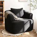 360°Swivel Accent Chair 37.4W Boneless Oversized Chair Teddy Velvet Comfy Armchair Foam &amp Spring Filling for Living Room Bedroom Apartment Office No Assembly
