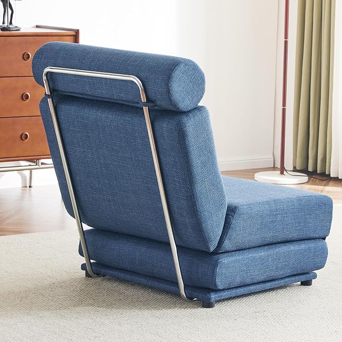 Convertible Chair Bed Sleeper&amp Floor Futon Sofa Bed Chair Fold Out Sleeper Chair Bed with Pillow Single Sofa Chair for Bedroom Living Room Small Space (Blue)