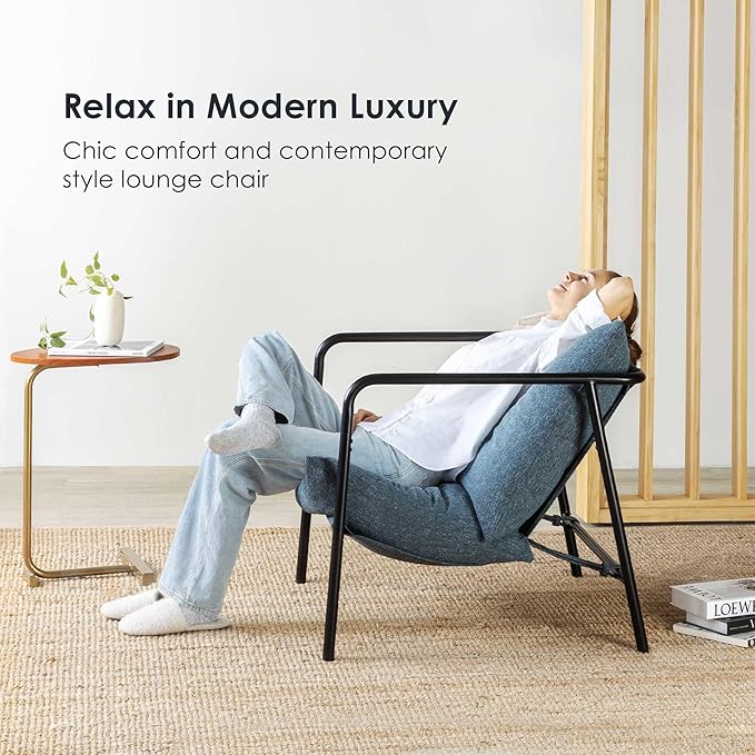 Mellow Wyn Sling Accent Chair with Arms/Casual Home Metal Framed Armchair with Plush Foam Cushions