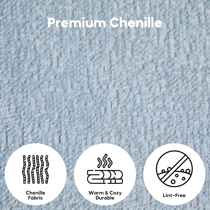 Convertible Sleeper Sofa Bed with Fixed-Shape Frame Floor Sofa Lounge Couch with Cylindrical Pillow Chenille Folding Mattress Couch for Living Room Bedroom-Light Blue