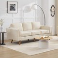 Kingfun 83 Chenille Sofa 3 Seater Couch with Deep Seats Mid Century Modern Upholstered Couches with Dual-Layer Armrests for Living Room &amp Bedroom Beige