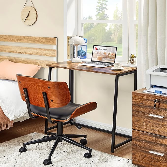 WOHOMO Folding Desk for Small Spaces 31.5 Inch Foldable Computer Desks Small Desk for Home Office Study Bedroom Space Saving Writing Work Computer Table Easy to Fold Rustic Walnut