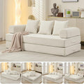 Convertible Folding Sofa Bed Modular Floor Couch 78.8‘’ Cloud Sleeper Sofa with Removable Backrest Chenille Foldable Mattress Couch Lazy Loveseat for Small Space Apartment Bedroom Beige