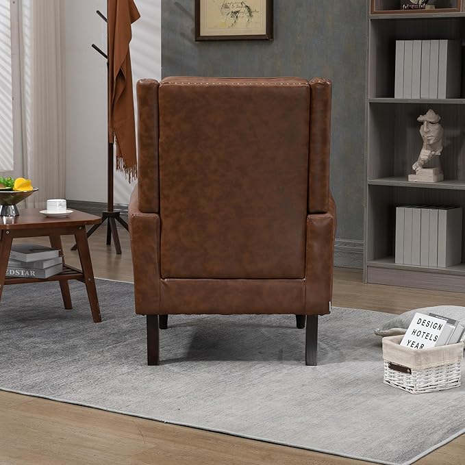 29.13 Modern ArmchairPU Accent ChairLounge ChairSingle Sofa ChairWood LegsUpholstered Sofa Chair for Living RoomBedroomOfficeWaiting Rooms
