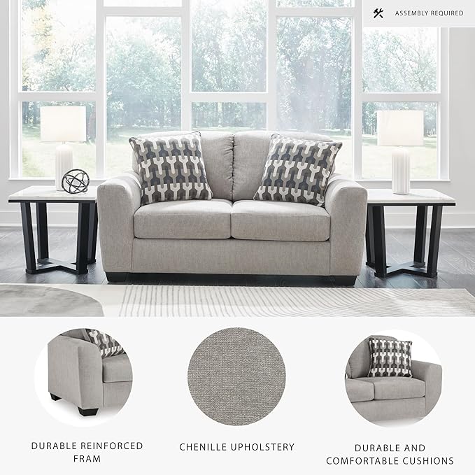 Signature Design by Ashley Avenal Park Casual Loveseat with 2 Toss Pillows Light Gray