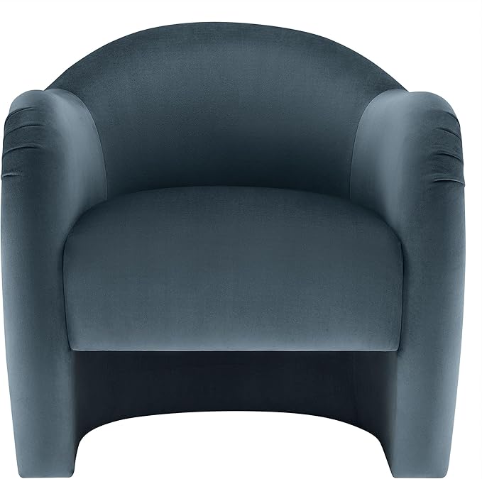 Modway Compose Barrel Chair with Performance Velvet Fabric in Cadet Blue – Upholstered Accent Armchair with Curved Backrest – Cozy Lounge Chair for Reading – Round Comfy Single Sofa Club Chair