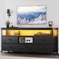 TV Stand for 60 Inch TV Entertainment Center with LED Lights &amp Power Outlets 5 Drawers Dresser for Bedroom with Open Storage Shelves Console Table for Living Room Bedroom Hallway