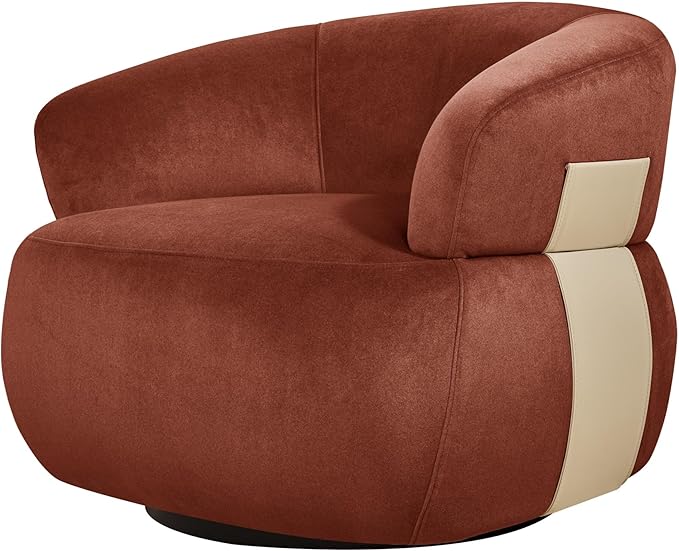 Swivel Barrel Accent Chairs-Modern Round Club Arm Chair Upholstered Living Room Armchair Single Sofa Seating Bedroom Side Reading Seat for Living Roon Office (Reddish-Velvet 2*Seats)