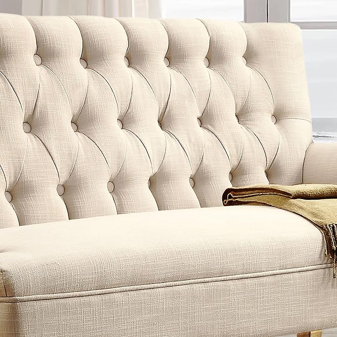 Rosevera Celino Loveseat Sofa for Living Room - Couch in a Box Linen Warm Beige