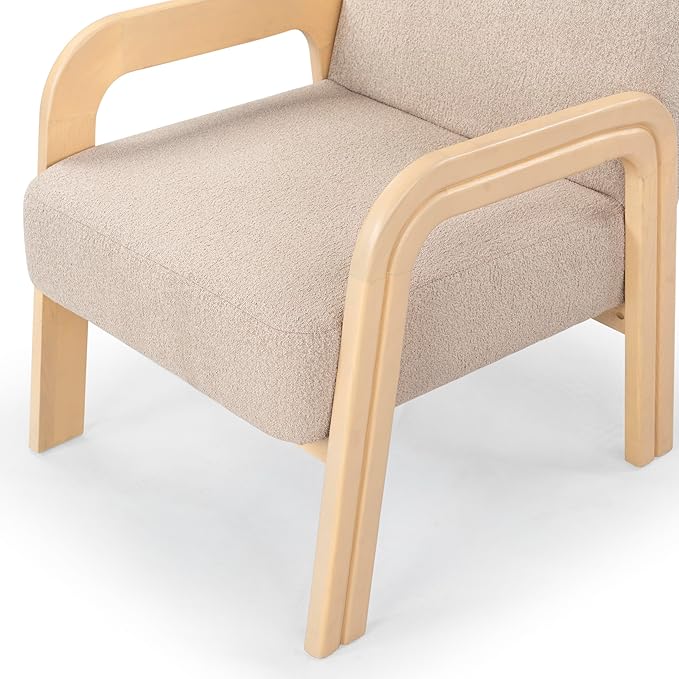 SAFAVIEH Couture Collection Roslina Light Brown Boucle/Natural Accent Chair (Fully Assembled)