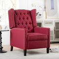 Wing Back Recliner Chair for Living Room Push Back Reclining Chairs Club Accent Chair Lounge Armchair Comfy Fabric Arm Chair with Rivet Decoration Tufted Back Solid Wood Legs Red