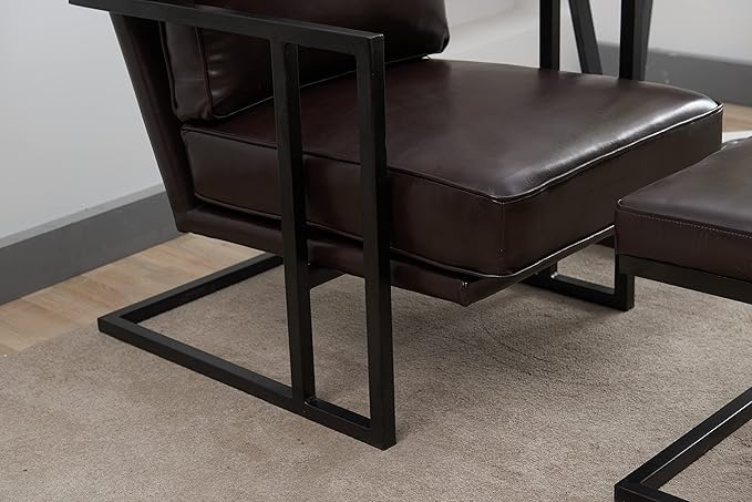 Recliner Sofa Chair PU Leather Living Room Chair Modern Style Soft and Comfortable Lounge Chair with Stool