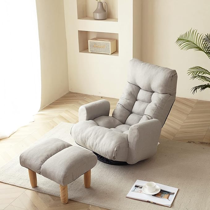 YAFF Adjustable Head and Waist Game Chair Lounge Chair in The Living Room 360 Degree rotatable Sofa ChairRotatable seat Leisure Chair Deck ChairLeisure Sofa and Lounge Chair combination-2598