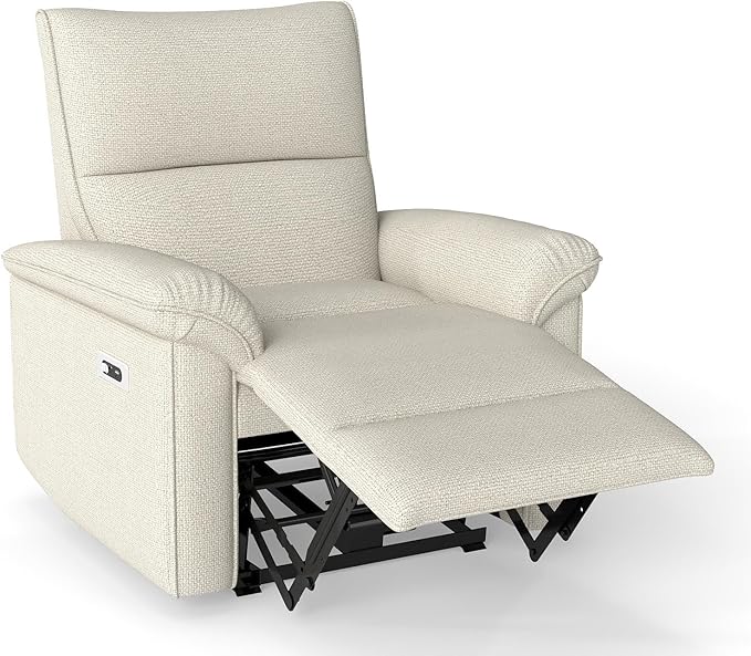 Wall Hugger Recliners for Small Spaces Zero Wall Power Recliner on Clearance Fabric RV Recliner Home Theater Seating for Living Room w/USB Ports (Beige)