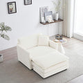 Modern Accent Chair Wide Accent Armchair with Ottoman Upholstered Single Club Chair for Living Room Bedroom (Chenille Fabric in Cream White 1 Seat and 1 Ottoman)